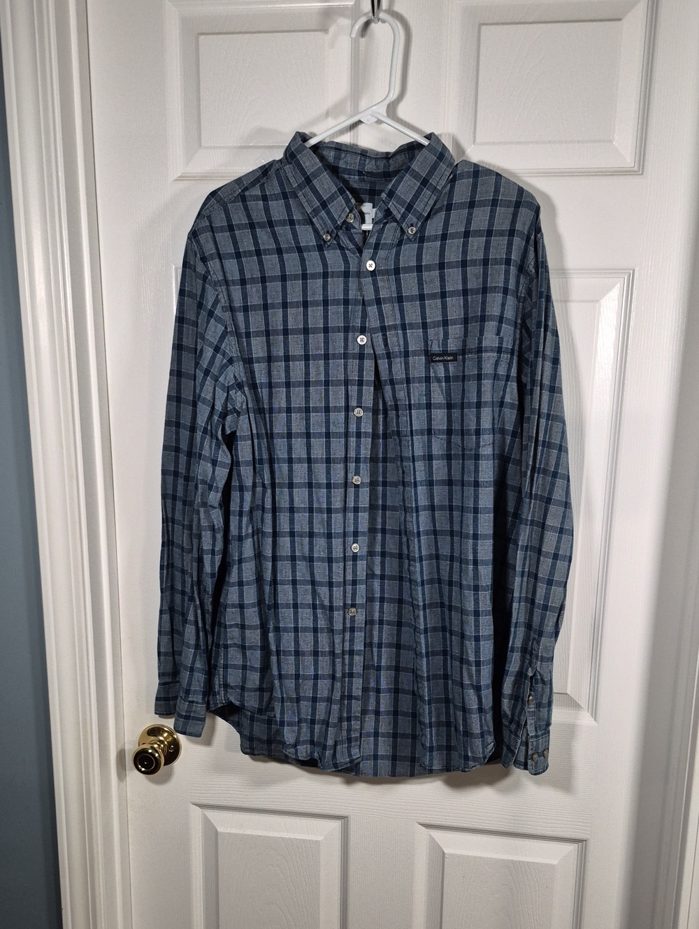 Calvin Klein Blue Plaid Button-Down Shirt